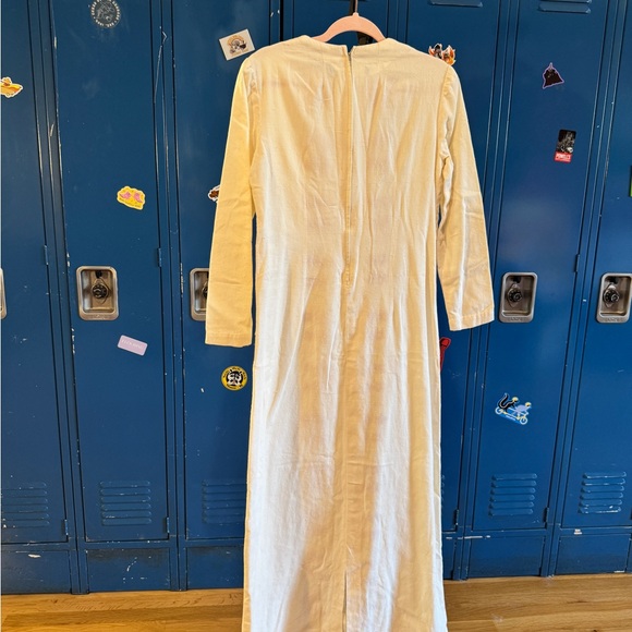 Vintage Mexican Cream Maxi Shift Dress with Floral Embroidery - Picture 3 of 7